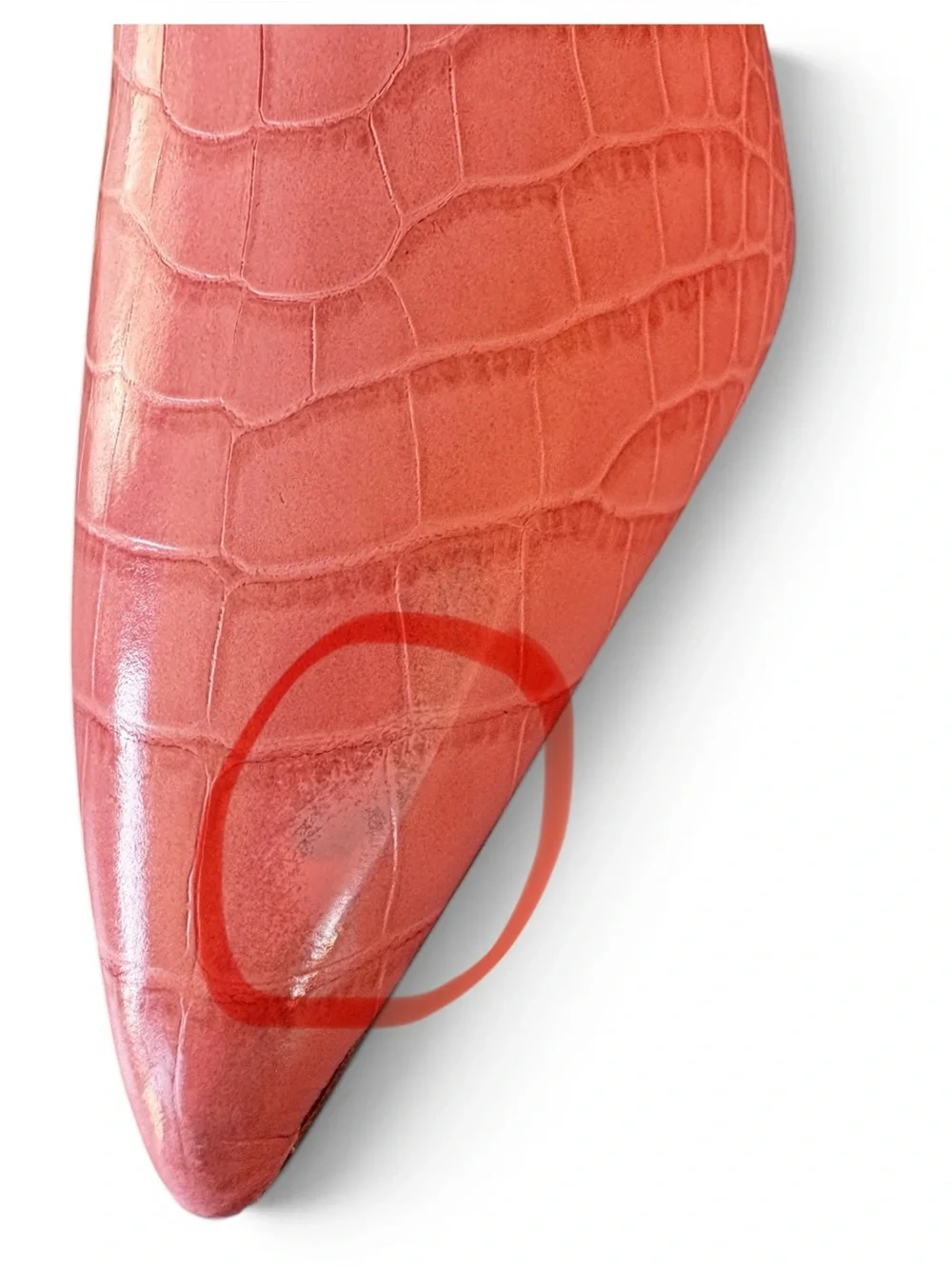 Tory Burch Pink Croc Embossed Leather Pointed Toe Kitten Heel shooties 8.5 NWT